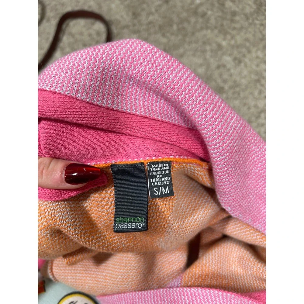 Shannon Passero Open Front Cardigan Sweater Aztec Geometric Pink Orange Blue S/M